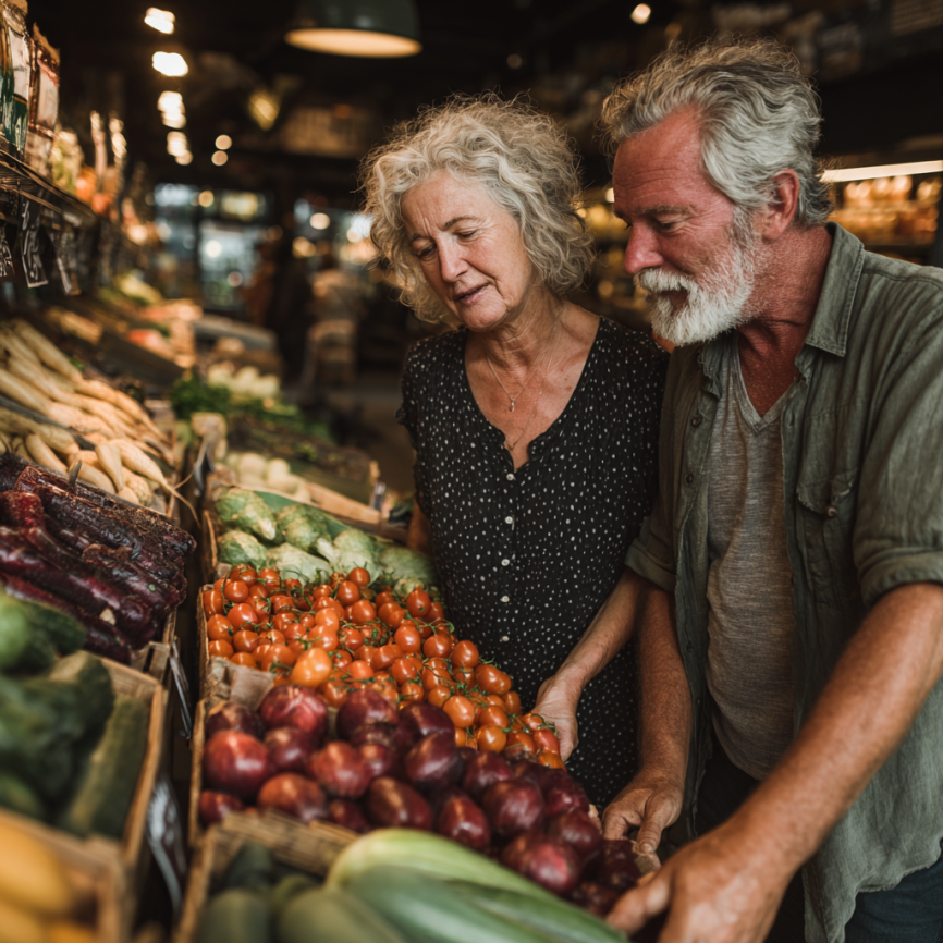 Старша жінка готує здорову їжу
