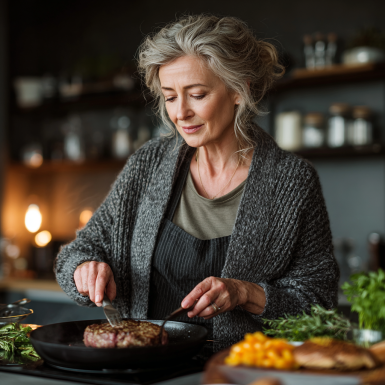 Пара похилого віку готує здорову їжу разом